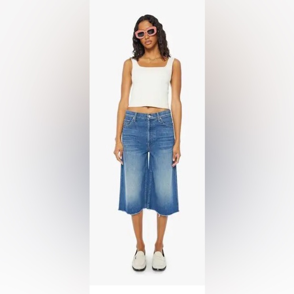 MOTHER - The Culotte Fray Hem Denim Shorts